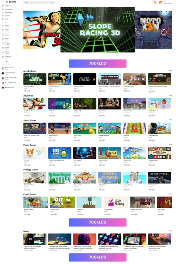 Zontal Arcade HTML 5 Game Portal PHP Script - Image 2