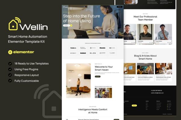 Wellin – Smart Home Automation Elementor Template