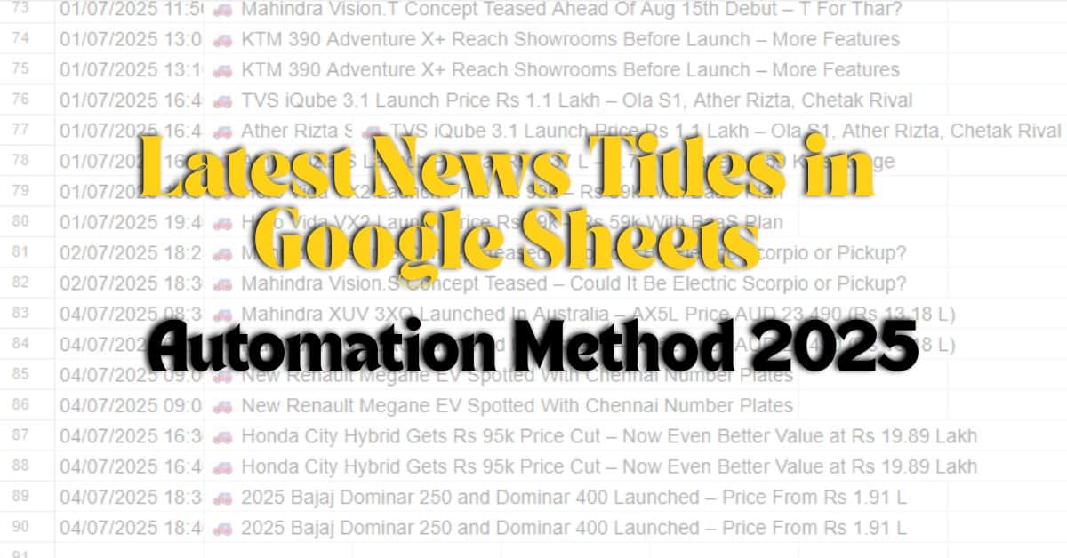 Latest News Titles in Google Sheets