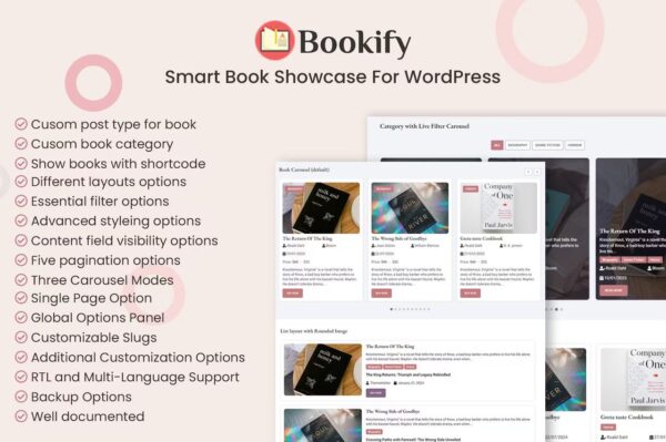 Bookify – Smart Book Showcase Plugin for WordPress (With License Key)